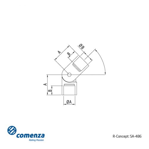 SA-486 Esquema conector regulable en acero inoxidable para varilla o tubo SA-486