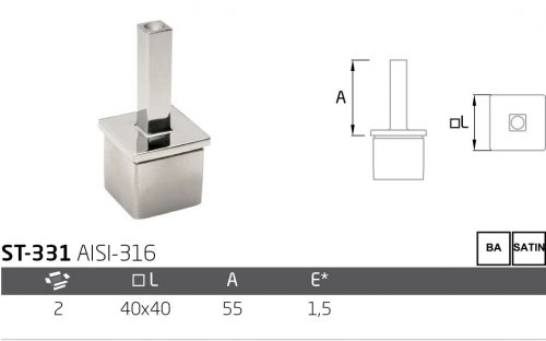 Soporte de pasamanos de acero inoxidable ST-331 Comenza