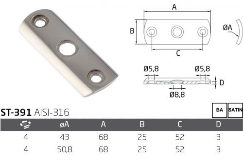 Conector de pasamanos de acero inoxidable ST-391 - Comenza